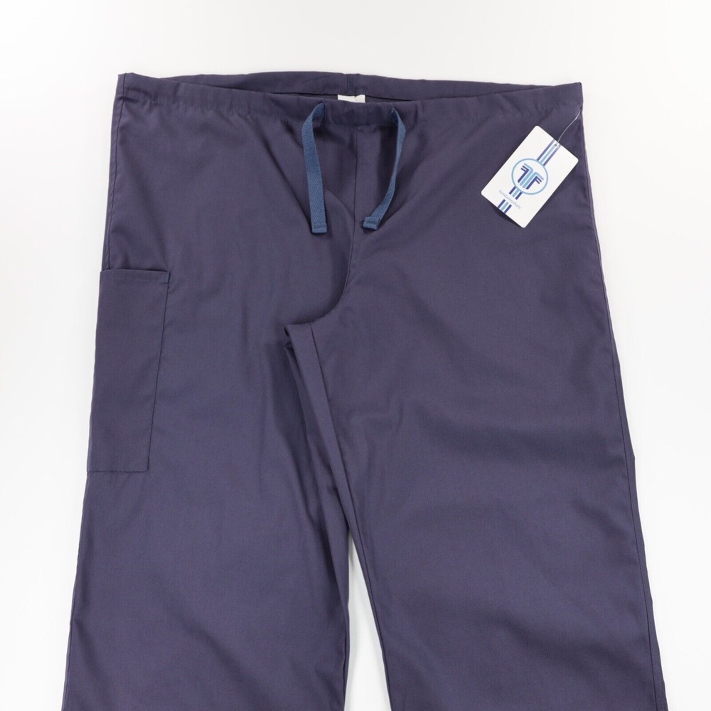 Fundamentals Unisex Drawstring‎ Waist Pocket Scrub Pants Navy Size M - Picture 3 of 8